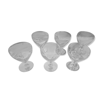 6 Etched Bistro Style Wine Glasses in Blown Glass