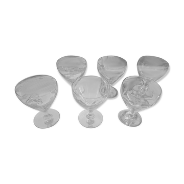 6 verres à vin gravés style bistro en verre soufflé