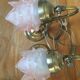 Old bedside lamp flower in art nouveau style glass paste