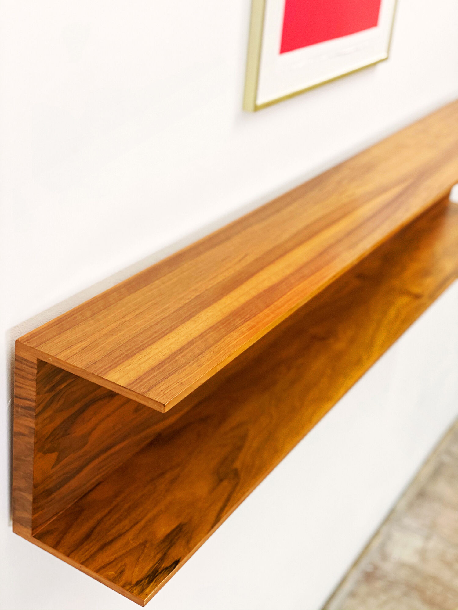 Mid-Century Modern Teak wall-mounted shelf by Walter Wirz for Wilhelm Renz, 150cm, 1960s