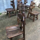 6 brutalist chairs in solid oak