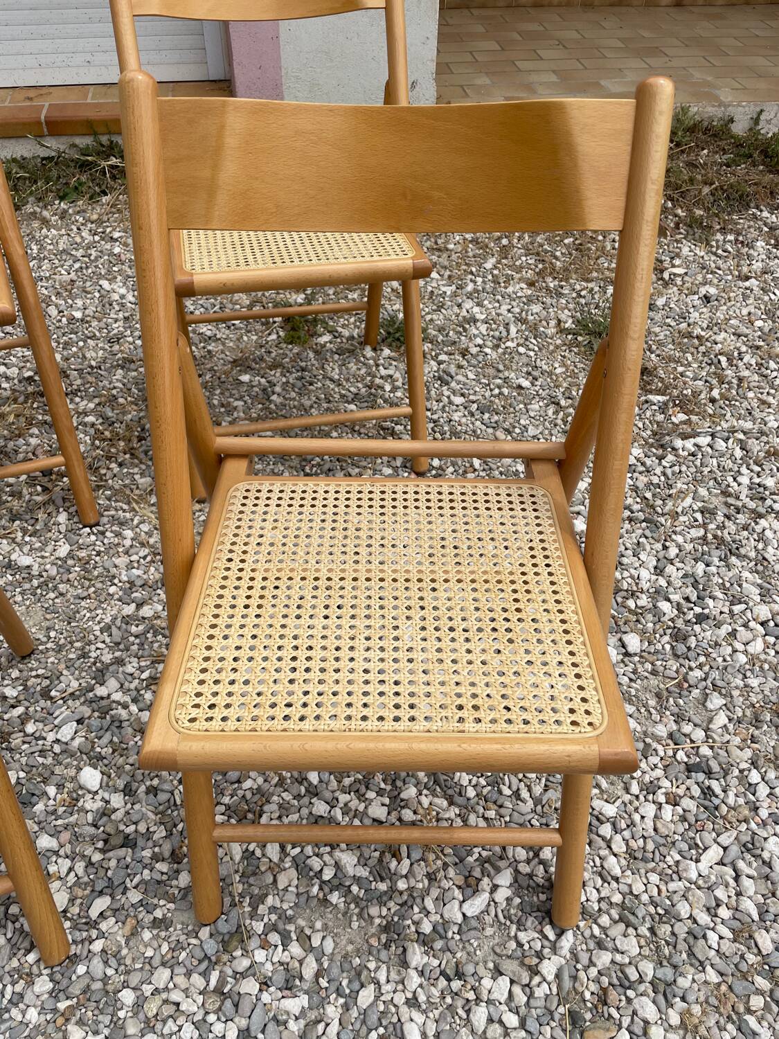 Chaises Pliantes Habitat Vintage en Rotin et Rotin, 1980s, Set de 4
