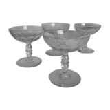 Set of 4 19th glass cups with cut sides
