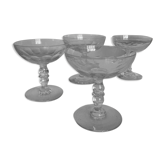 Set of 4 19th glass cups with cut sides