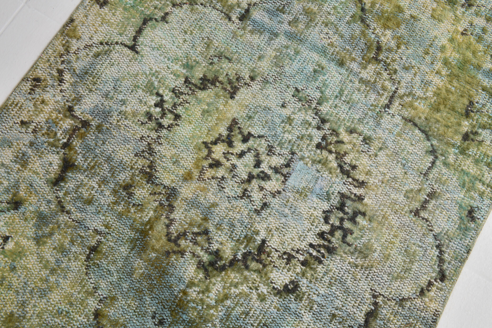 3x10 green tones turkish runner rug, 91x299cm