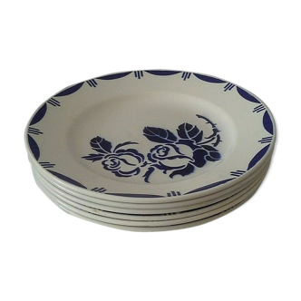 Série lot de six assiettes en faïence de Sarreguemines modèle Bastia