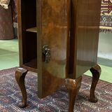 English art deco bedside in walnut magnifying glass