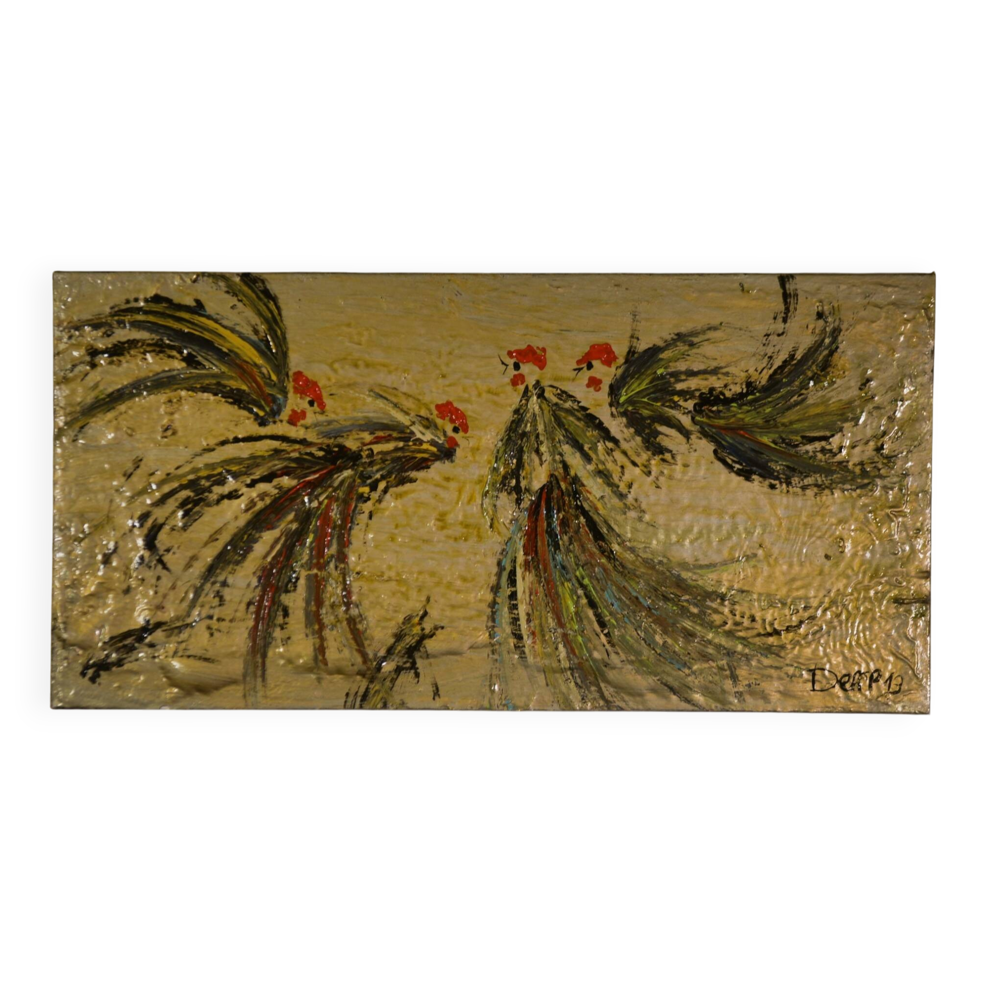Enamelled canvas roosters by DEFFP 13 2000’s