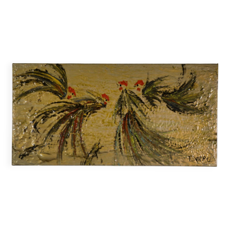 Enamelled canvas roosters by DEFFP 13 2000’s