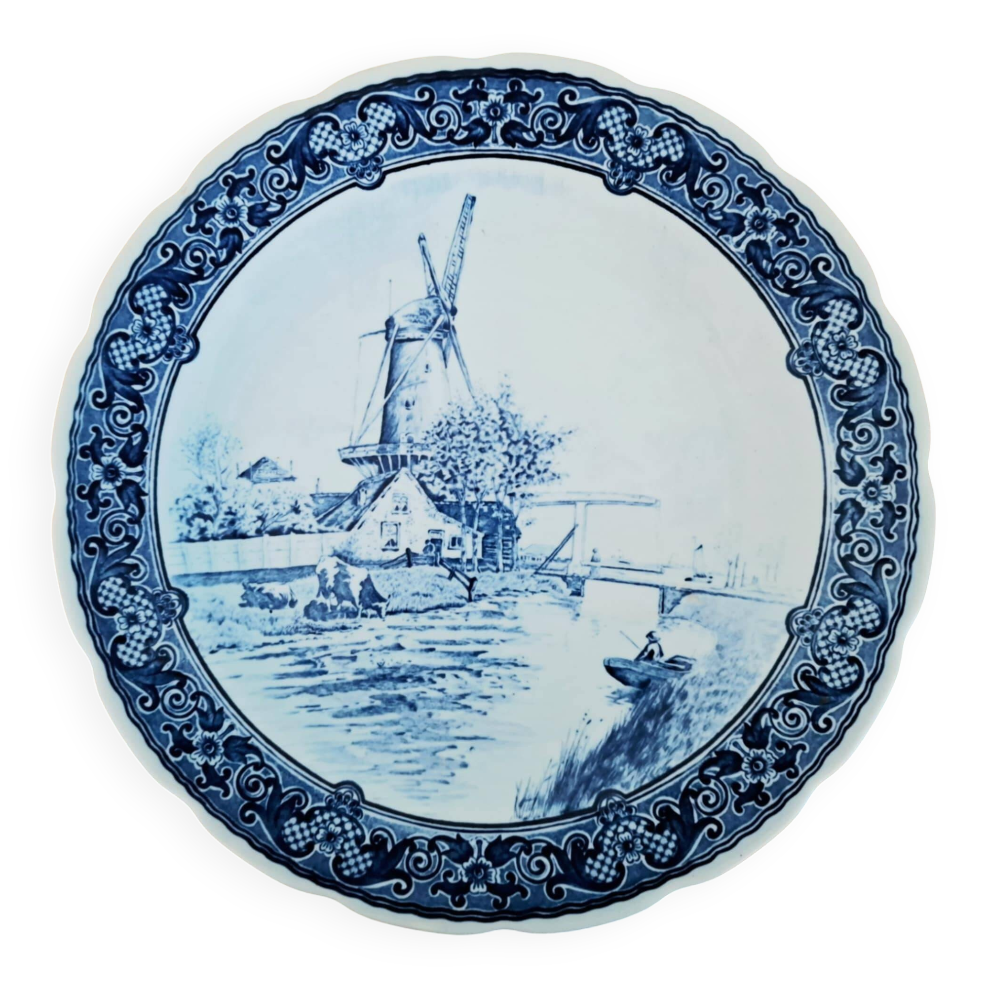 An antique Delftware dish, Royal Sphinx Maastricht, Made in Holland