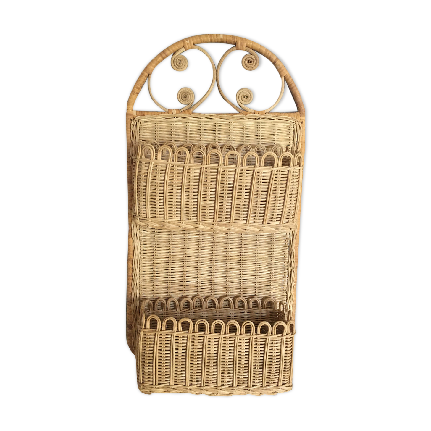 Natural rattan wall shelf