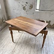 Table de ferme noyer plateau pivotable à allonges