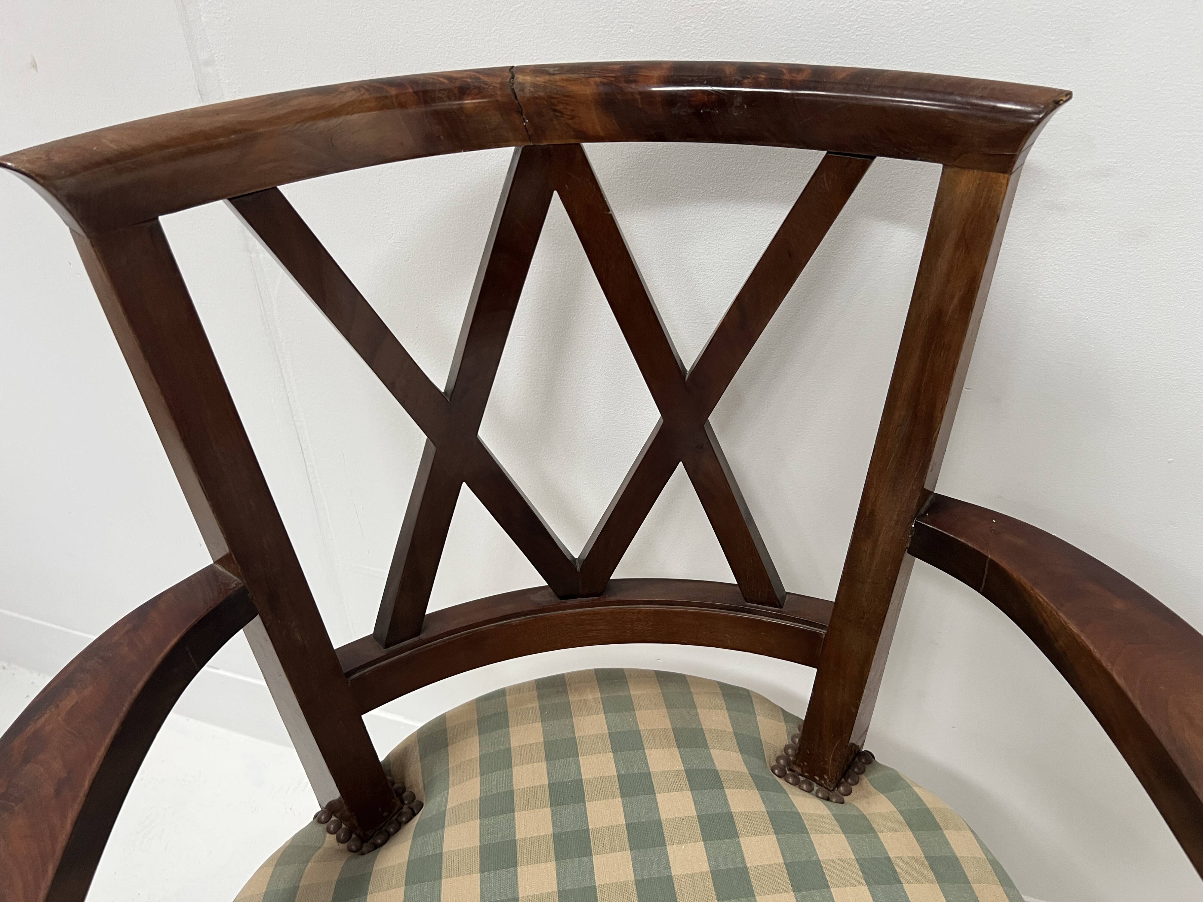 Art Deco office chair in solid mahogany, 20th century.