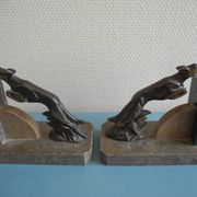 pair of art deco greyhound bookends bronze marble antique pair of bookends