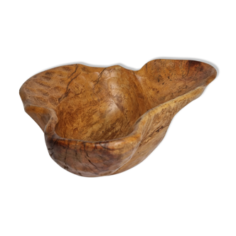 Brutalistic carved wooden fruit cup, 36 cm