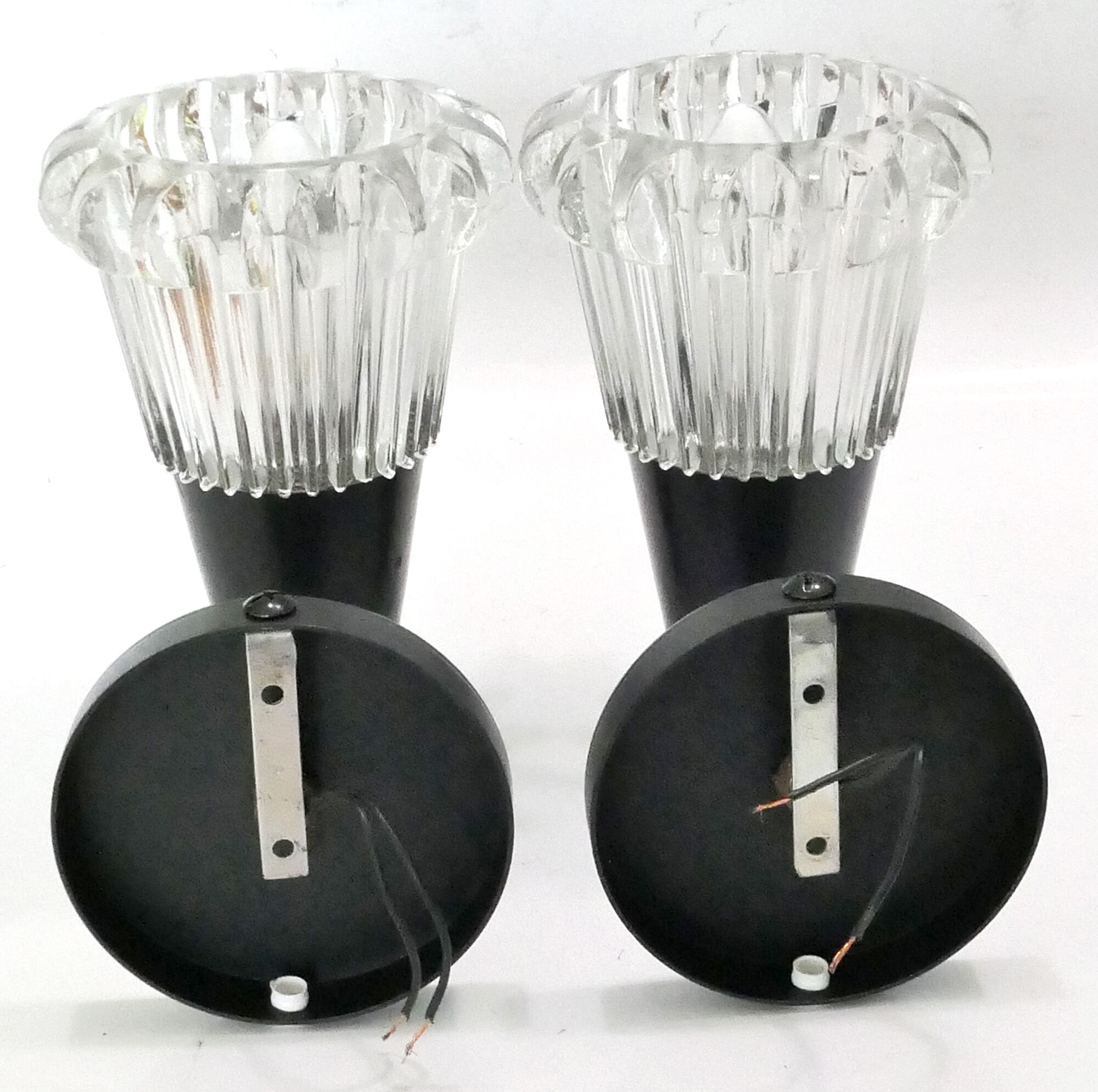 Pair of torch wall light or black and Chrome 60-70s cones