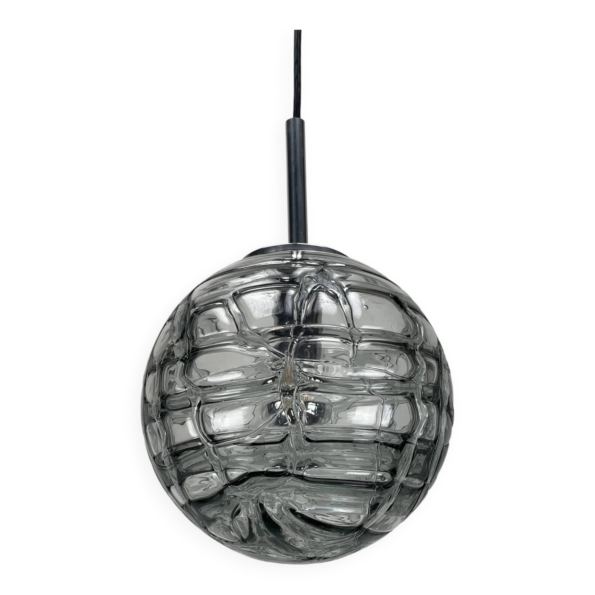 Smoky glass pendant light by Doria Leuchten 1970