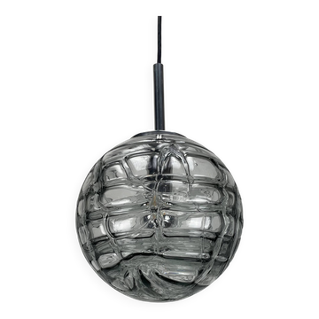 Lustre globe en verre fumé par Doria Leuchten 1970