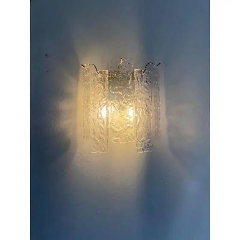 Hammered Strips listelli Murano Glass Wall Sconce by Simoeng