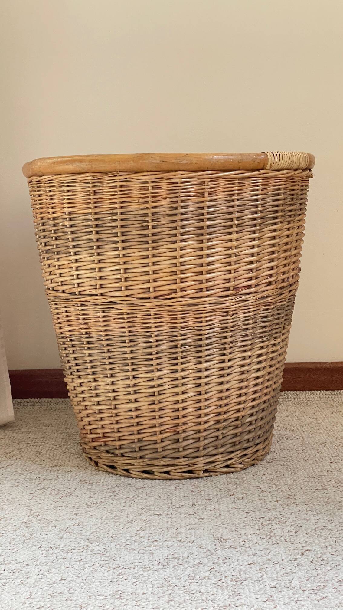 Large VINTAGE WICKER BASKET Wood