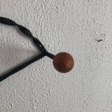 Vintage 1960 coat rack heart 5 ball hooks wood - 60 cm