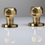 Pair of Sculptural Brutalist Rotating Bronze Door Knobs, 1970s
