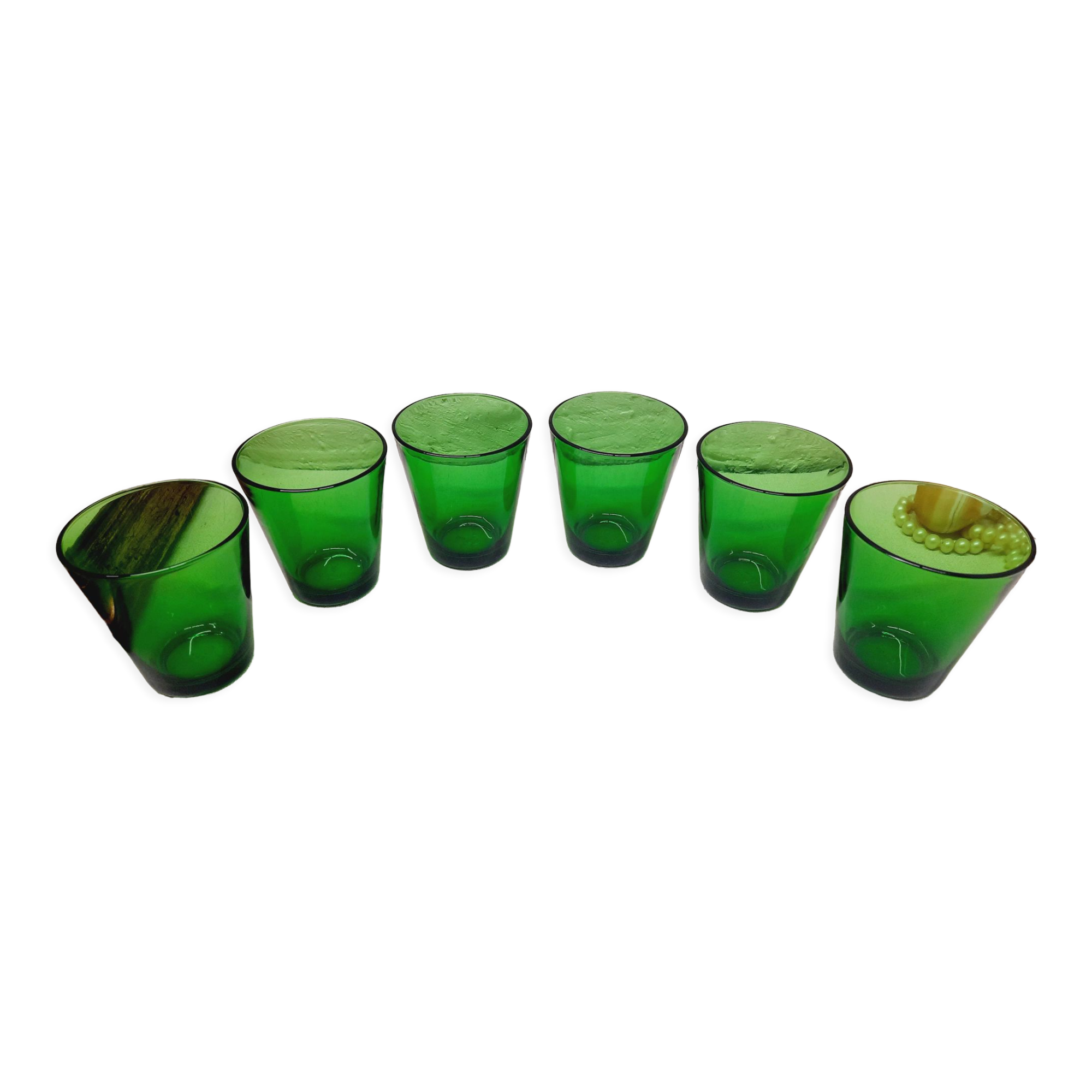 Set 6 green Vereco glasses