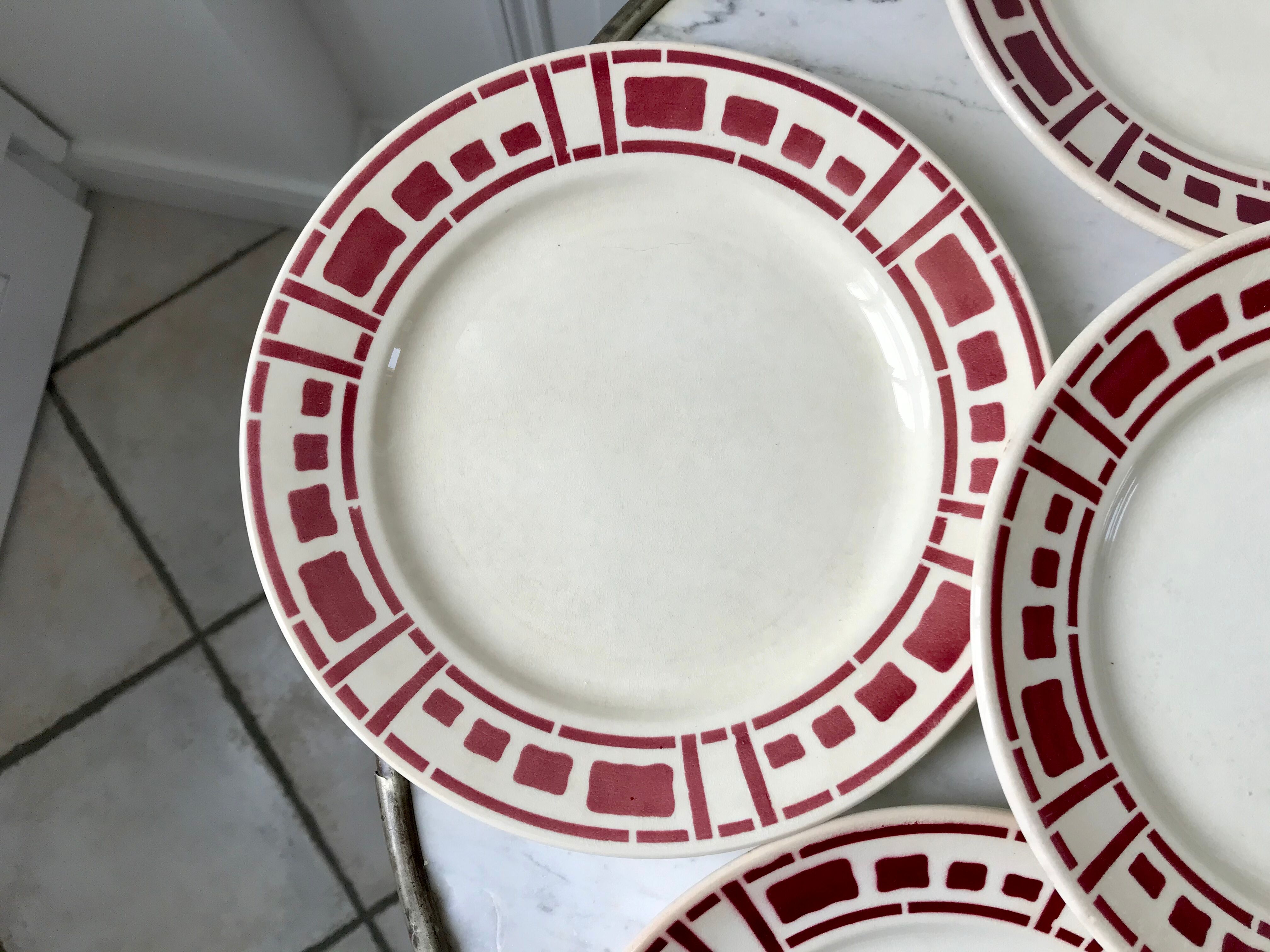 Set of 6 flat plates Badonviller model "Barbizon" 30s