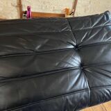 TOGO BLACK LEATHER corner armchair