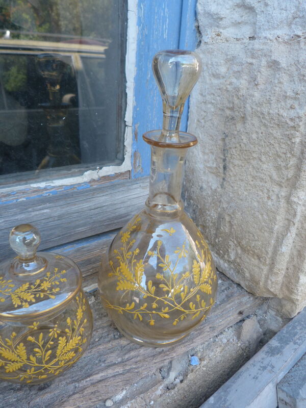 Ensemble verre émaillé Legras Cristallerie de Pantin XVIIIème