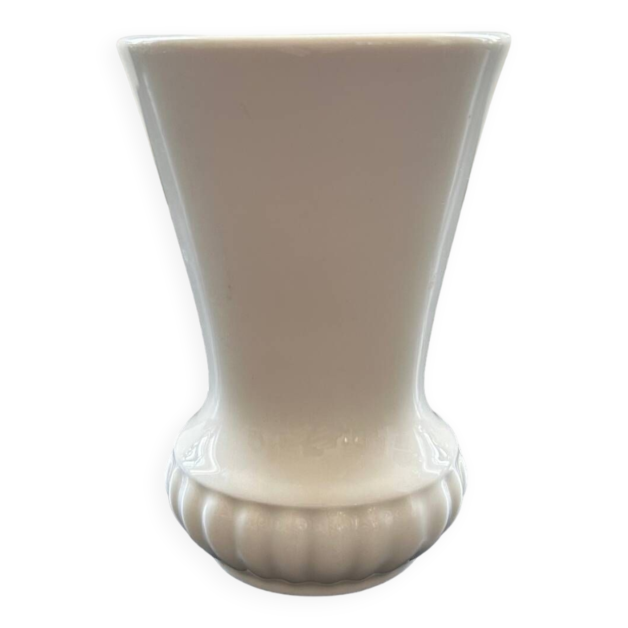 Small ribbed white vase