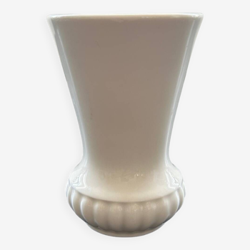 Small ribbed white vase