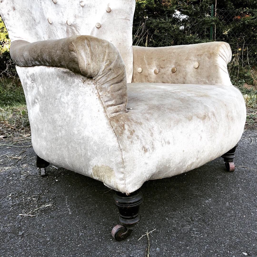 Napoleon III blackened wood toad armchair