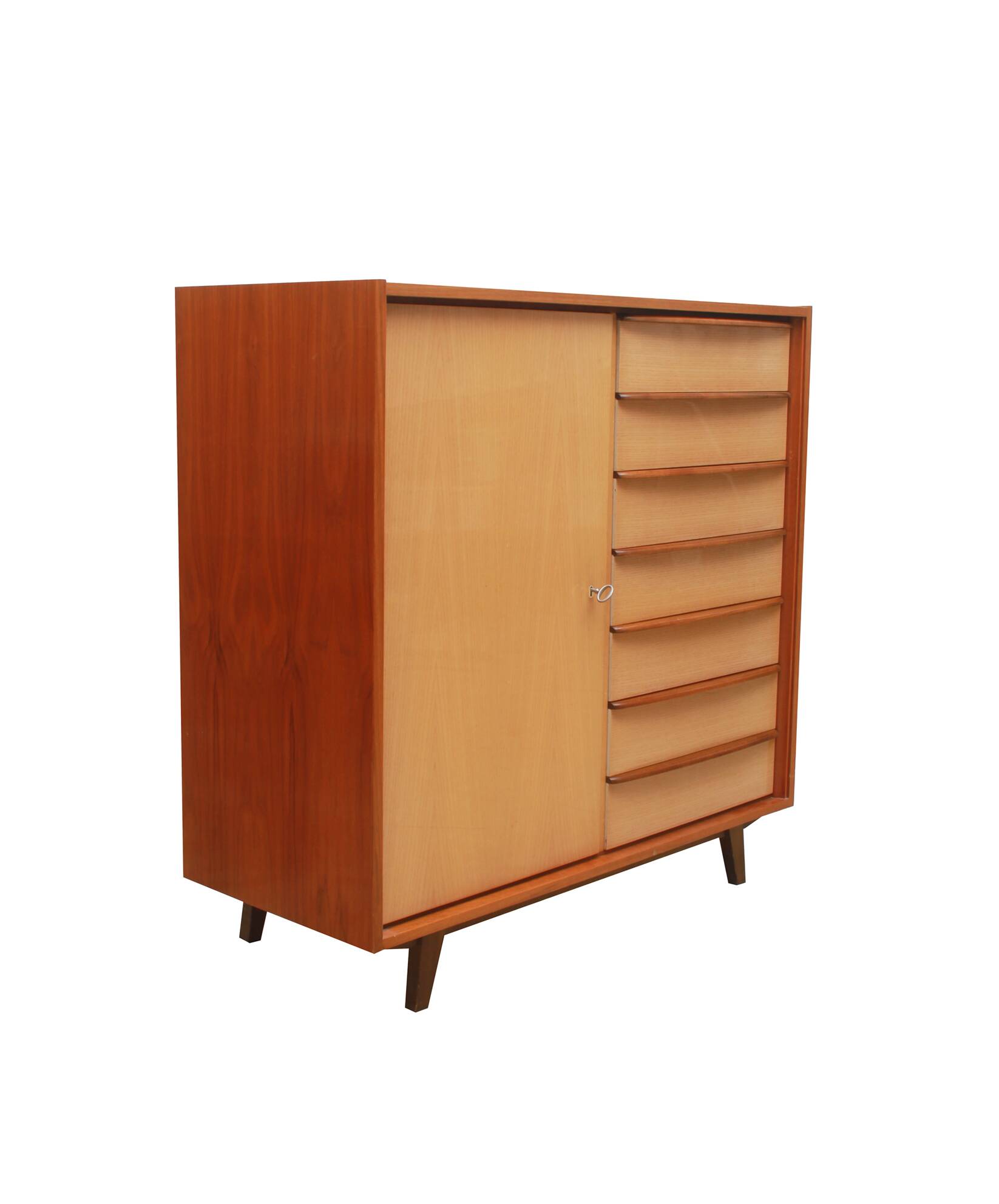 1950s chest of drawers bicolor maple/walnut