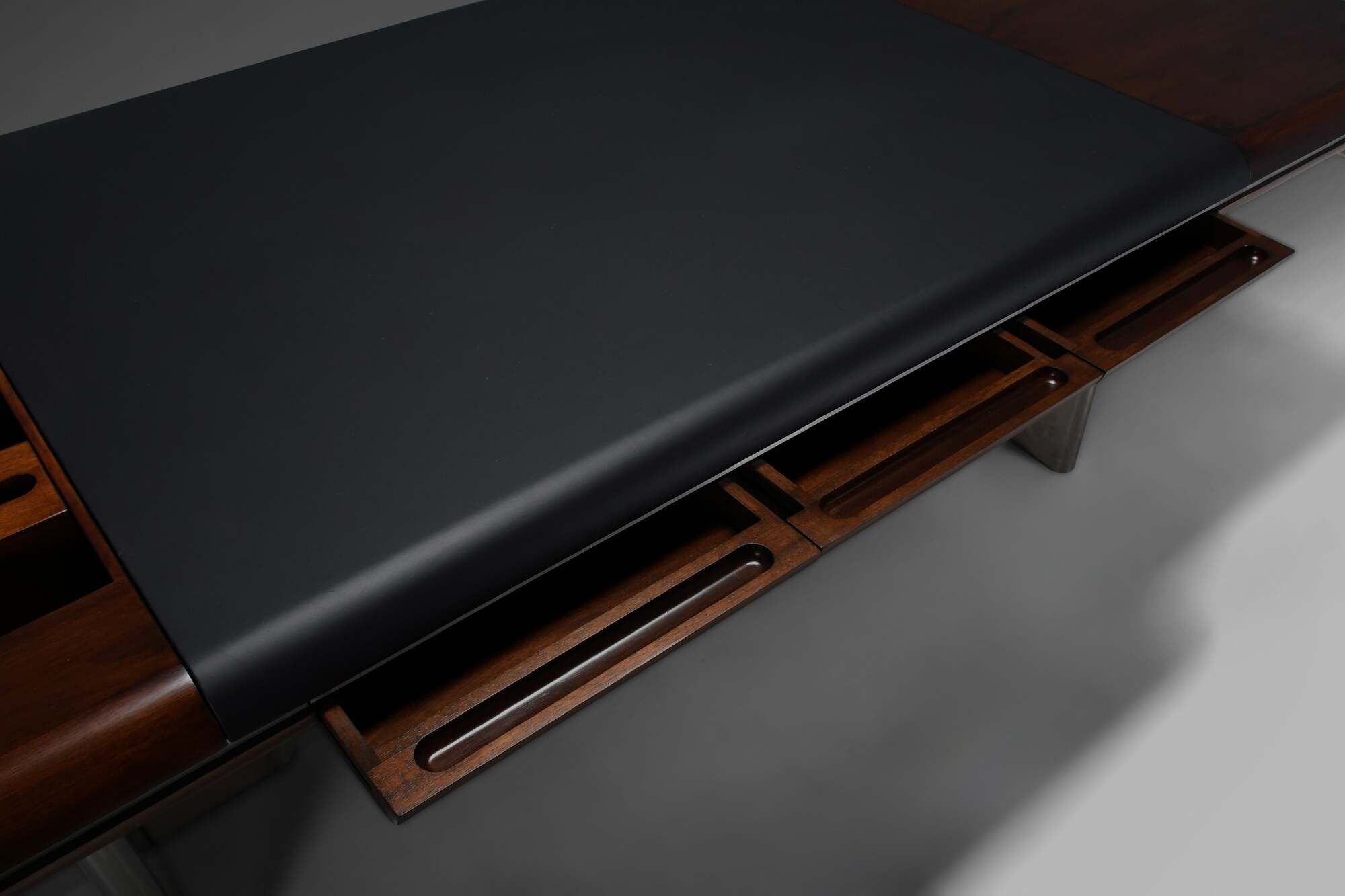 Walnut, Metal and Leather Hans von Klier “Il Ponte” Desk for Skipper, 1970s