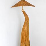 Lampadaire sculptural en rotin « Champignon »