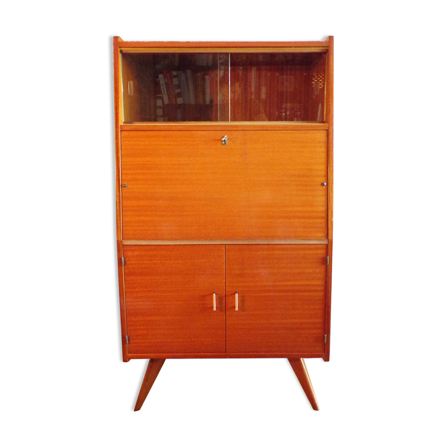 Vintage secretary in varnished teak