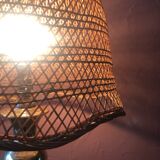 Lamp year 1960 wicker brass
