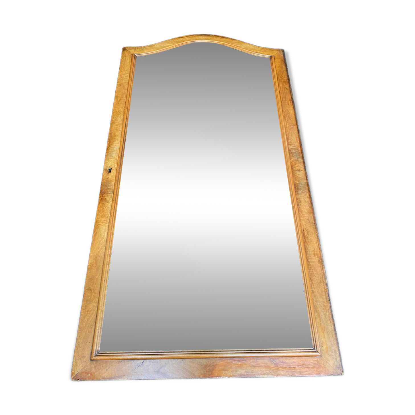 Miroir biseauté Louis XV en ronce de noyer concave  85x165cm