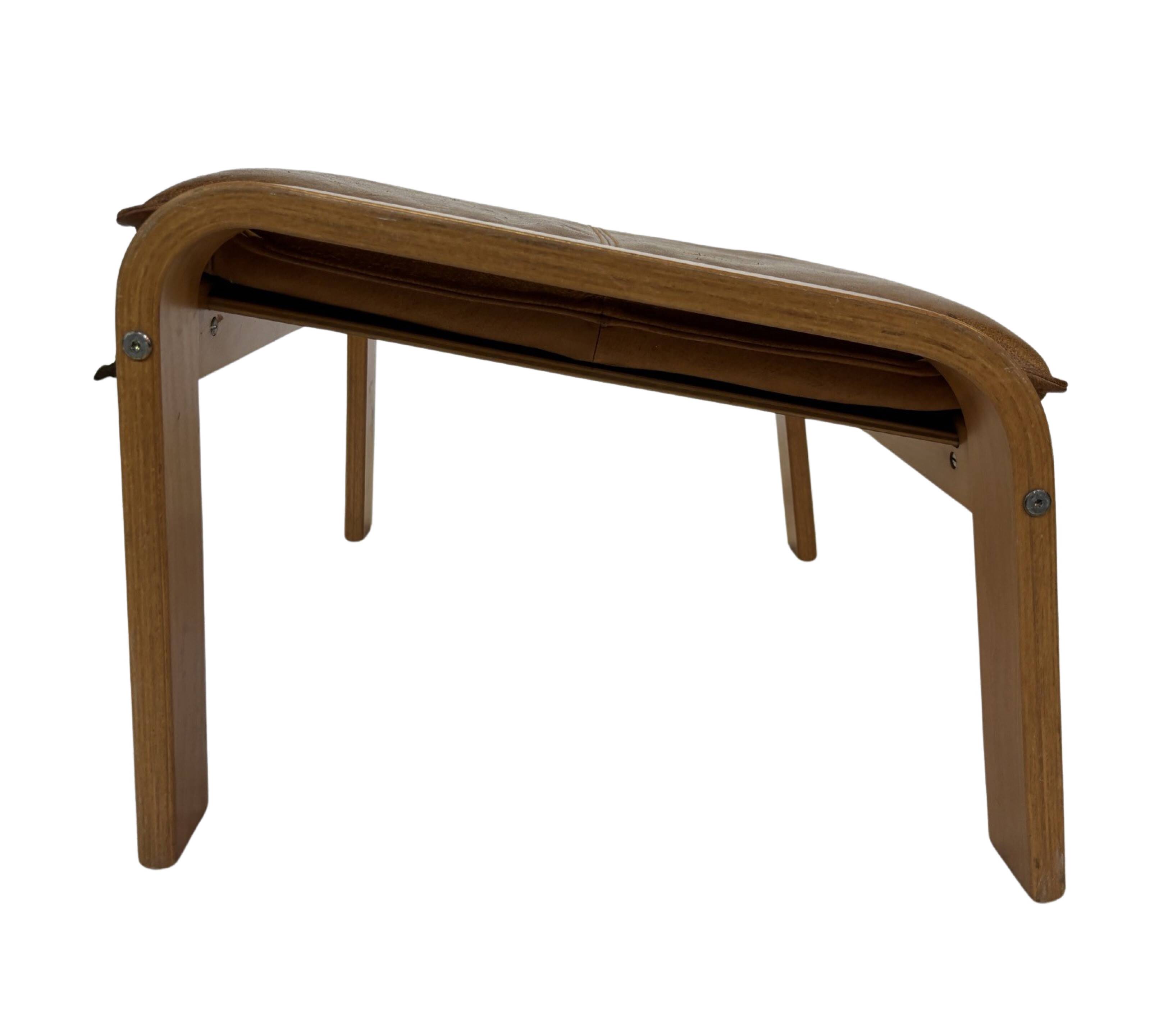 Vintage ikea poang tan cuir cantilever repose-pieds ottoman design