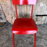 Set of 4 red metal chairs