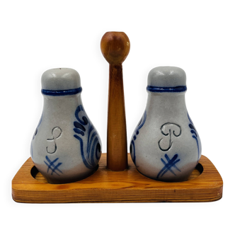Alsatian stoneware pepper and salt set