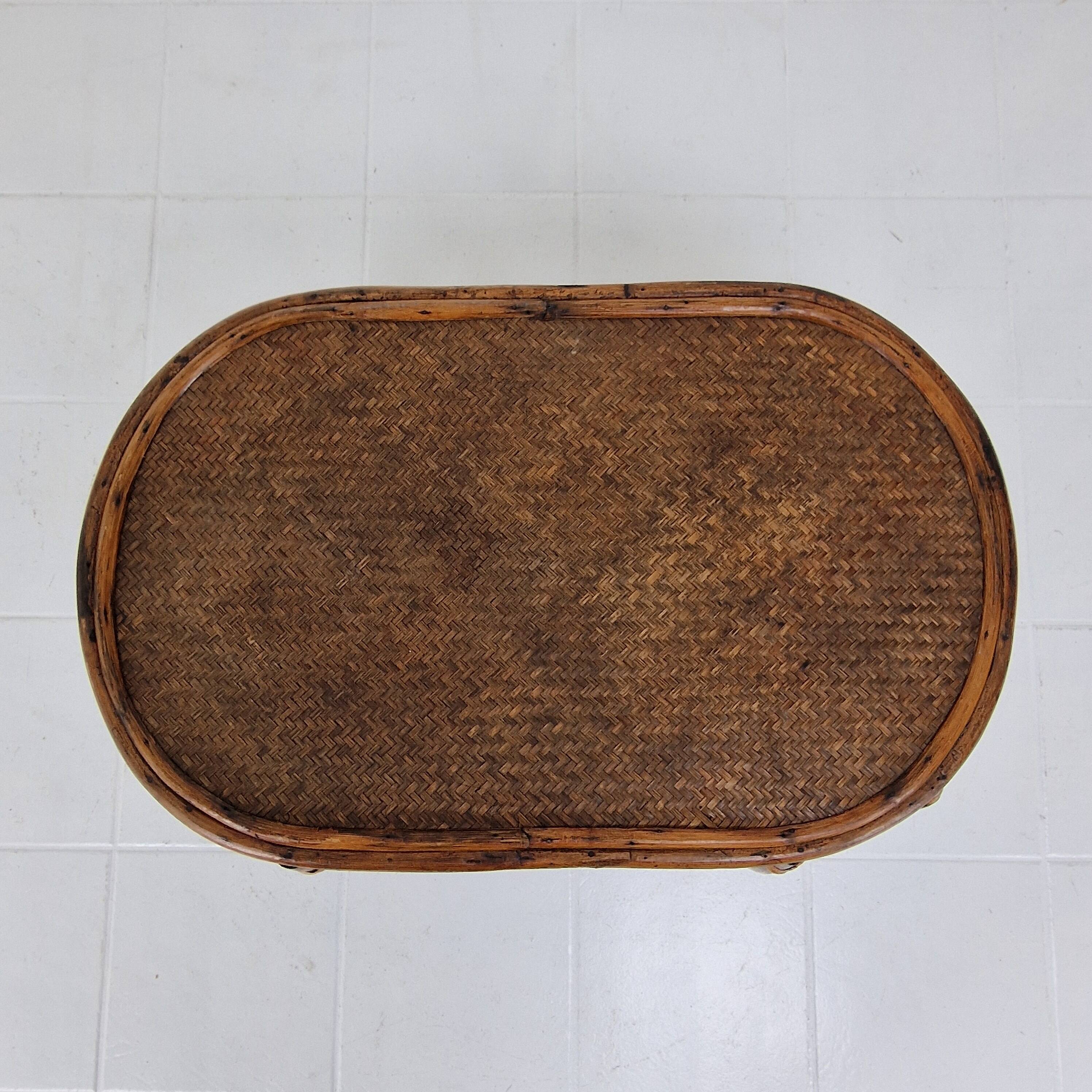 Italian Wicker and Rattan Coffee Table, 1970s