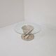 Italian "Flower" Coffee Table in Travertine With Facet-cut Round Plate, 1980s