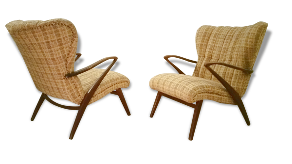 Paire de fauteuil Zig Zag vintage année 50 60 — Beyit