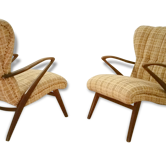 Paire de fauteuil Zig Zag vintage année 50 60