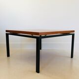 Square metal and walnut coffee table, Italy 60s