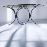 Table ovale vintage en verre fumé