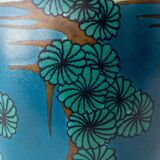 Art Deco Japonisme ceramic table lamp, 1928, new silk sari ribbon lampshade.