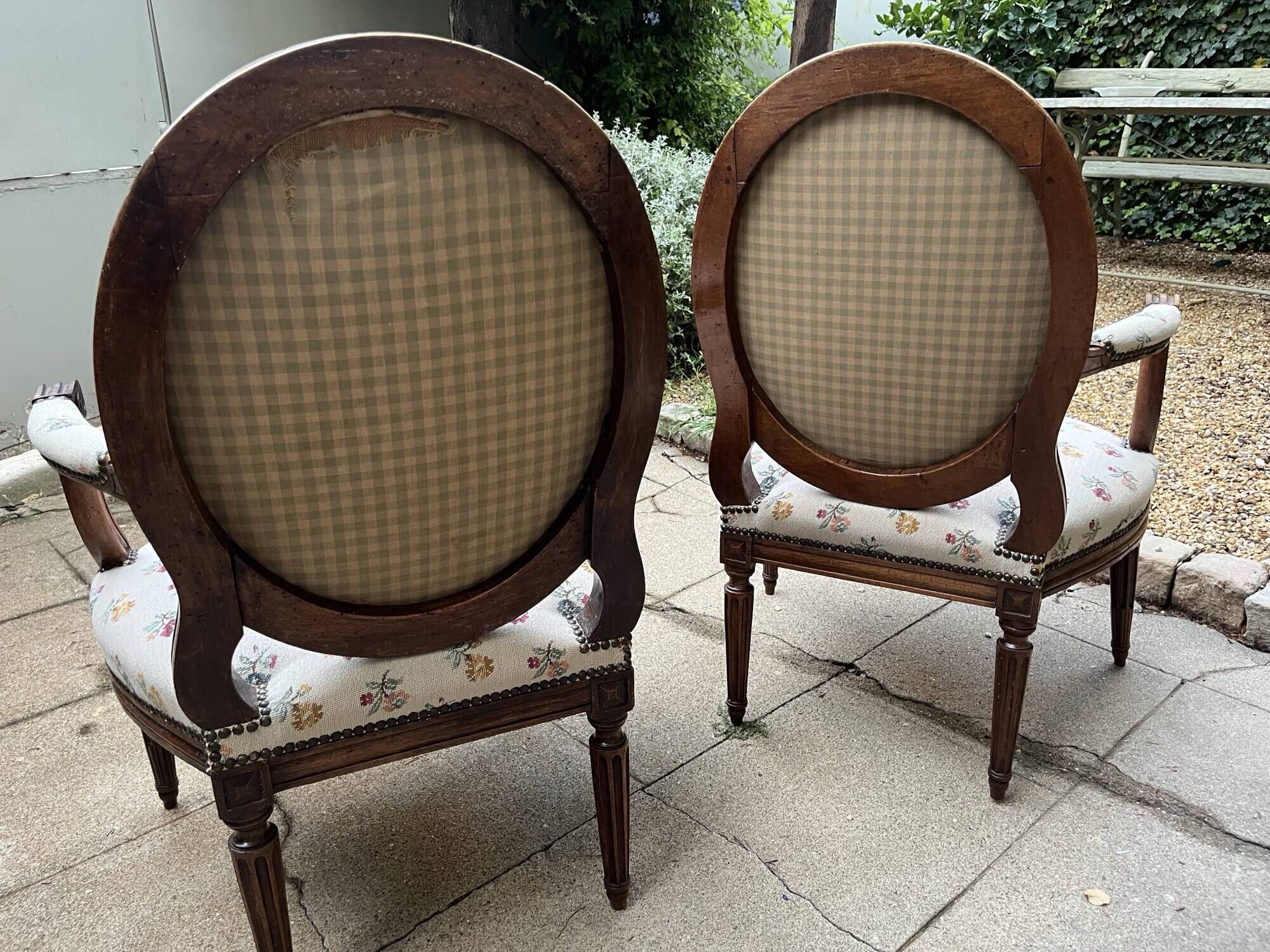Pair of Louis XVI style armchairs